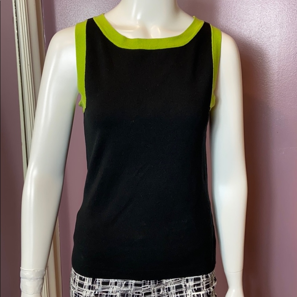 Cable & Gauge Silk Blend Color Block Sleeveless Top